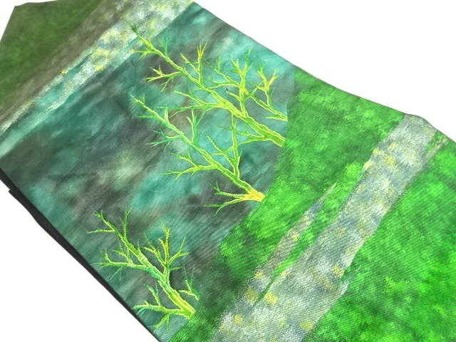 JAPANESE NAGOYA OBI / WOVEN WITHERED TREE